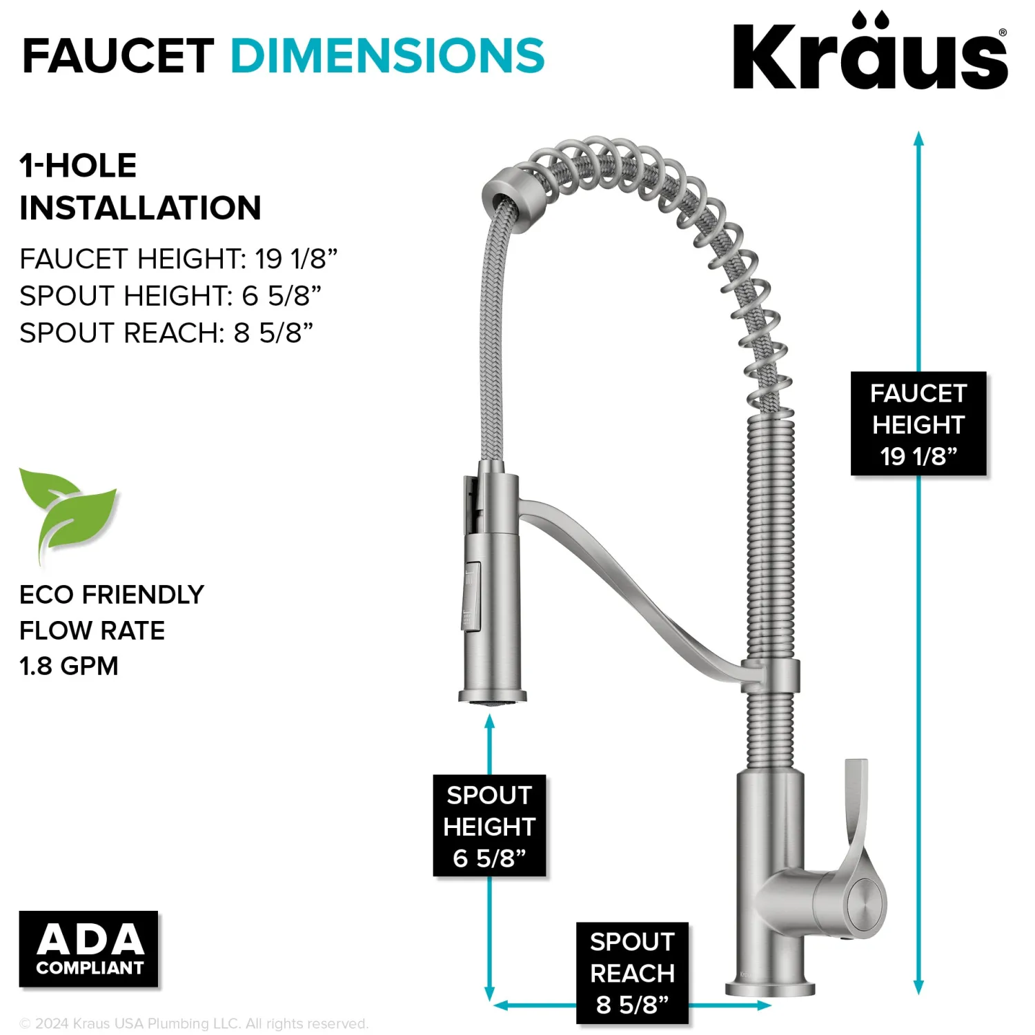 New Torak Single Handle Pull Down Kitchen Faucet in Spot-Free Stainless Single Hole