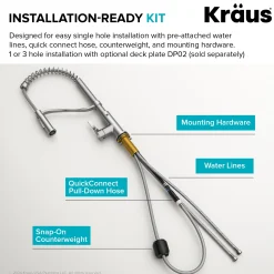 New Torak Single Handle Pull Down Kitchen Faucet in Spot-Free Stainless Single Hole