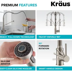 Sale Touchless Pull-Down Single Handle 18-Inch Kitchen Faucet in Matte Black Touchless, Sensor And Tap Activated Kitchen Faucets|Single Hole