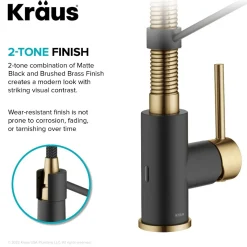 Clearance Touchless Pull-Down Single Handle 18-Inch Kitchen Faucet in Brushed Brass & Matte Black Touchless, Sensor And Tap Activated Kitchen Faucets|Single Hole