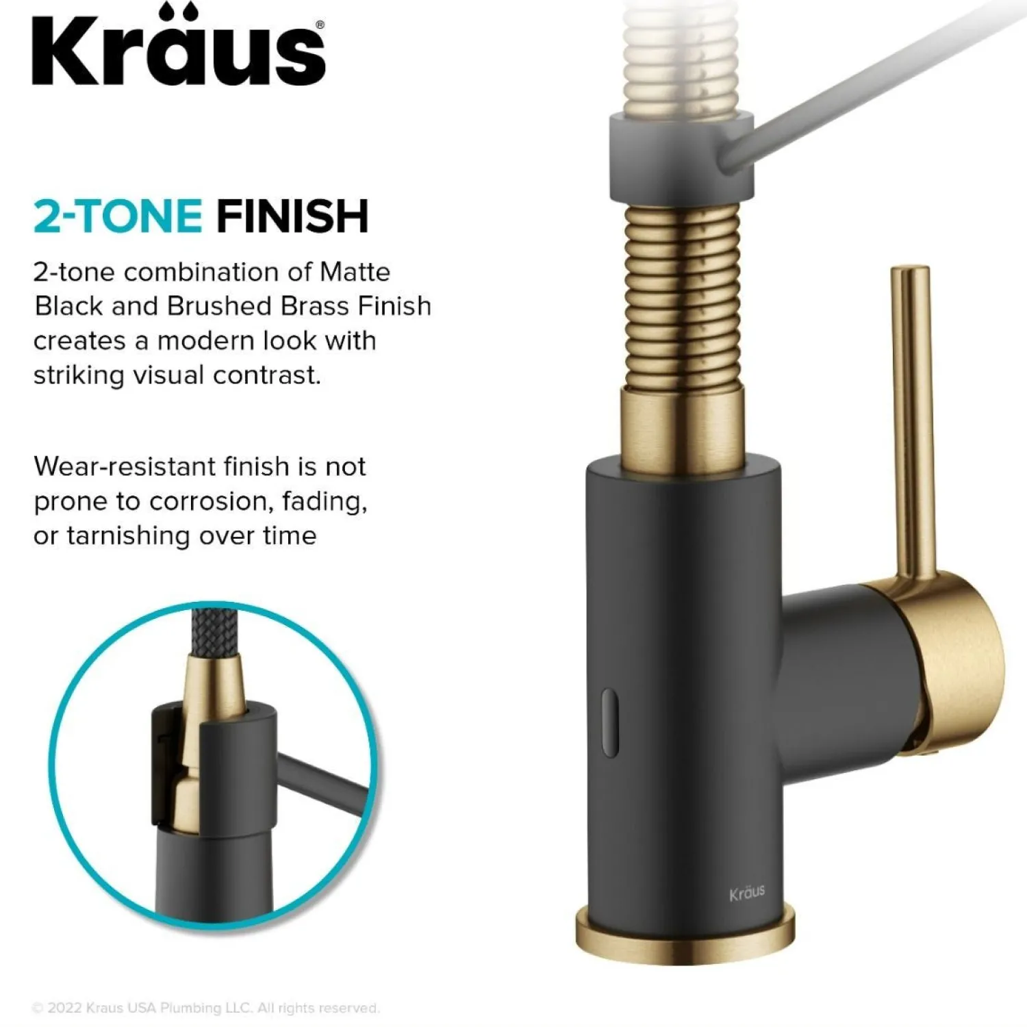 Clearance Touchless Pull-Down Single Handle 18-Inch Kitchen Faucet in Brushed Brass & Matte Black Touchless, Sensor And Tap Activated Kitchen Faucets|Single Hole