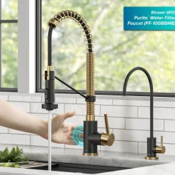 Clearance Touchless Pull-Down Single Handle 18-Inch Kitchen Faucet in Brushed Brass & Matte Black Touchless, Sensor And Tap Activated Kitchen Faucets|Single Hole