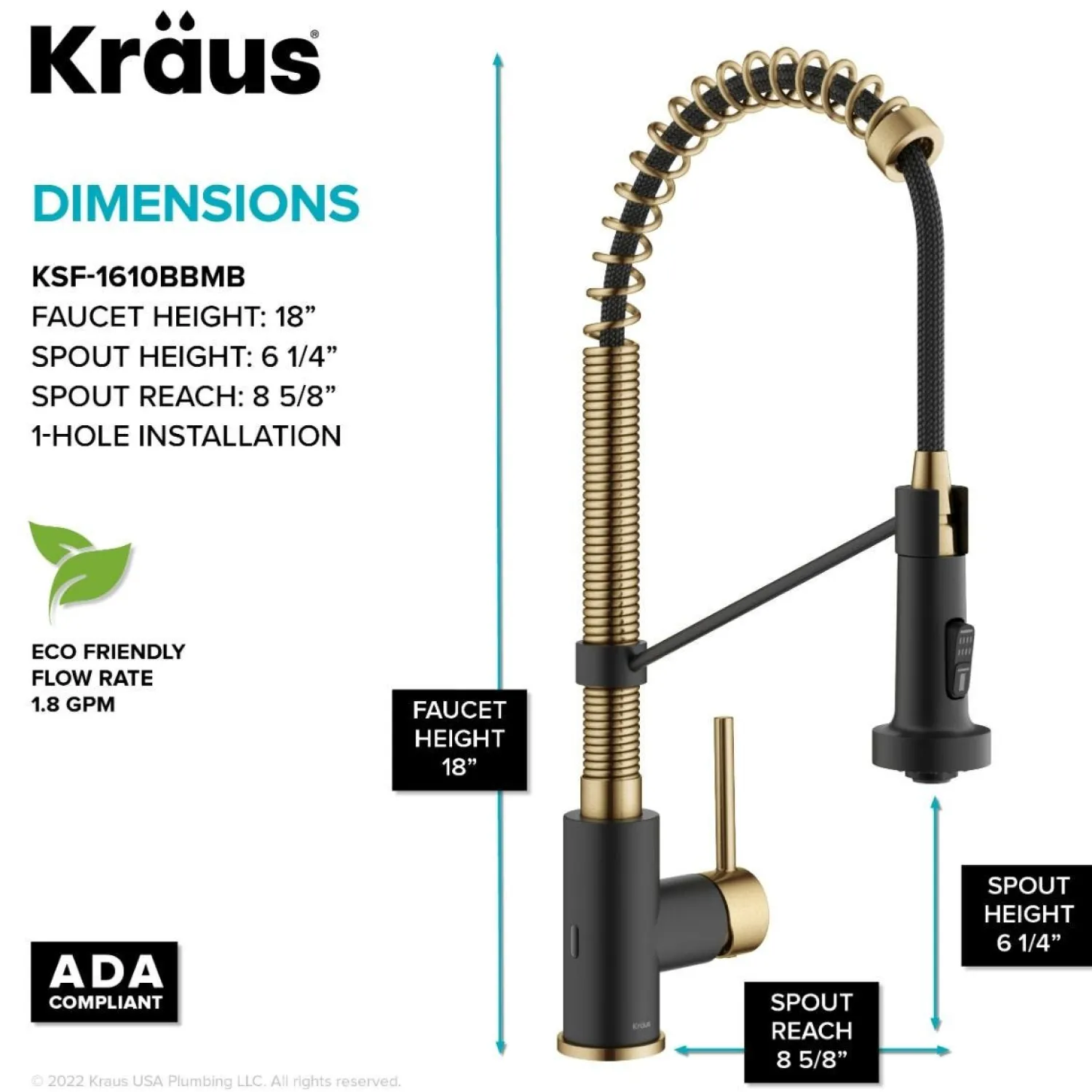 Clearance Touchless Pull-Down Single Handle 18-Inch Kitchen Faucet in Brushed Brass & Matte Black Touchless, Sensor And Tap Activated Kitchen Faucets|Single Hole