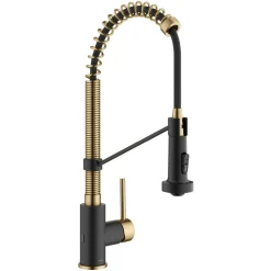 Clearance Touchless Pull-Down Single Handle 18-Inch Kitchen Faucet in Brushed Brass & Matte Black Touchless, Sensor And Tap Activated Kitchen Faucets|Single Hole