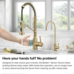 Clearance Touchless Pull-Down Single Handle 18-Inch Kitchen Faucet in Brushed Brass Touchless, Sensor And Tap Activated Kitchen Faucets|Single Hole