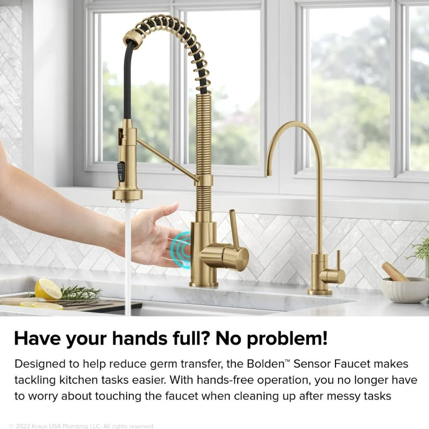 Clearance Touchless Pull-Down Single Handle 18-Inch Kitchen Faucet in Brushed Brass Touchless, Sensor And Tap Activated Kitchen Faucets|Single Hole