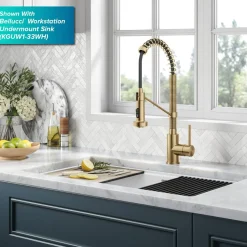 Clearance Touchless Pull-Down Single Handle 18-Inch Kitchen Faucet in Brushed Brass Touchless, Sensor And Tap Activated Kitchen Faucets|Single Hole