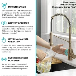 Clearance Touchless Pull-Down Single Handle 18-Inch Kitchen Faucet in Brushed Brass Touchless, Sensor And Tap Activated Kitchen Faucets|Single Hole