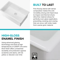 Clearance Turino 30" Drop-In or Undermount Fireclay Kitchen Sink with Thick Mounting Deck in Gloss White Drop-In / Top Mount Sinks|Single Bowl Sinks