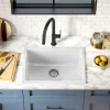 Discount Turino 24" Drop-In or Undermount Fireclay Kitchen Sink with Thick Mounting Deck in Gloss White Drop-In / Top Mount Sinks|Single Bowl Sinks