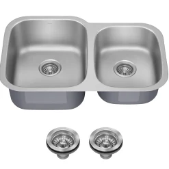 Hot 32" Undermount 60/40 Double Bowl Stainless Steel Kitchen Sink Stainless Steel Sinks|Double Bowl Sinks