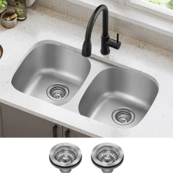 Clearance 32" Undermount 50/50 Double Bowl Stainless Steel Kitchen Sink Stainless Steel Sinks|Double Bowl Sinks