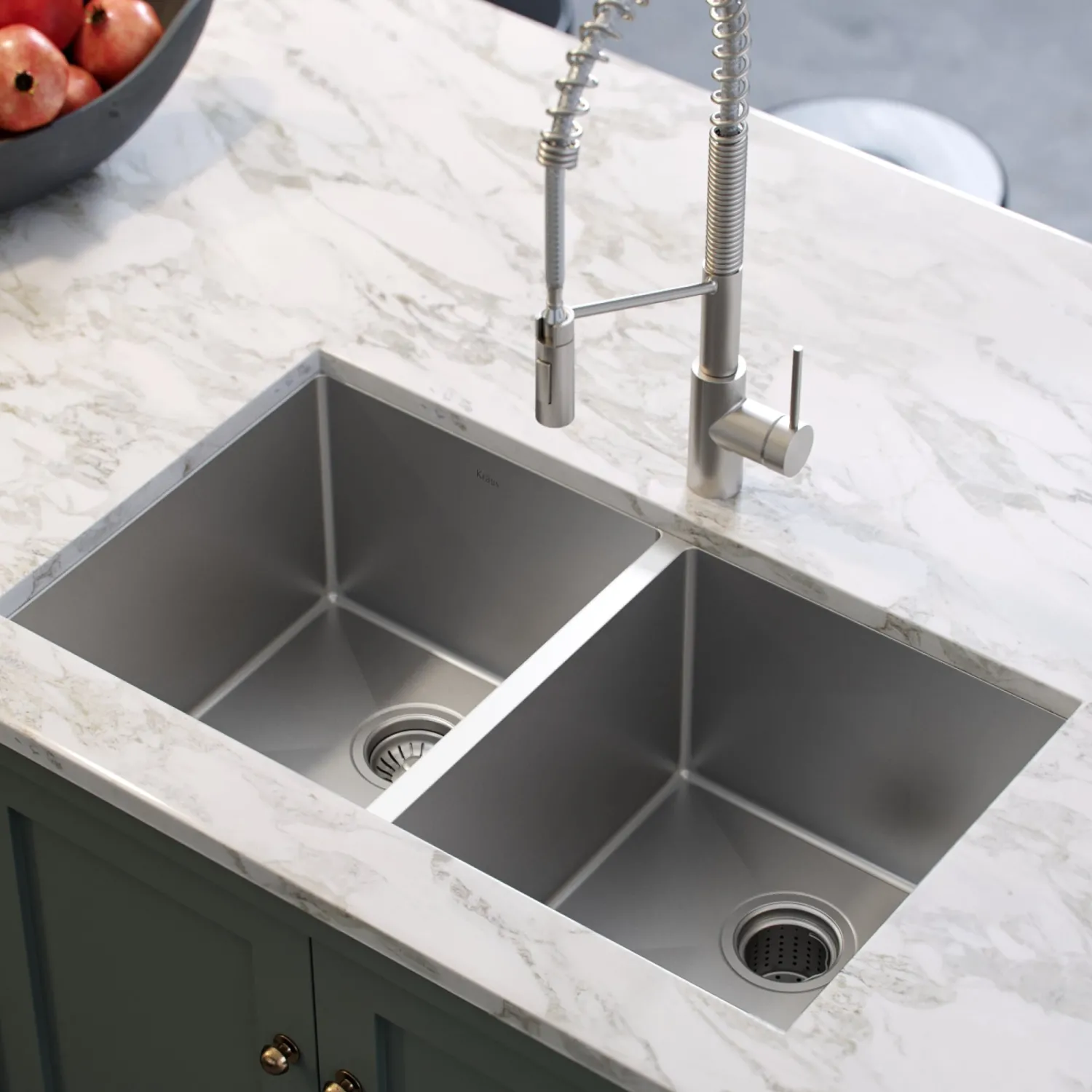 Hot 33" Undermount 50/50 Double Bowl 16 Gauge Stainless Steel Kitchen Sink with NoiseDefend Soundproofing Stainless Steel Sinks|Double Bowl Sinks