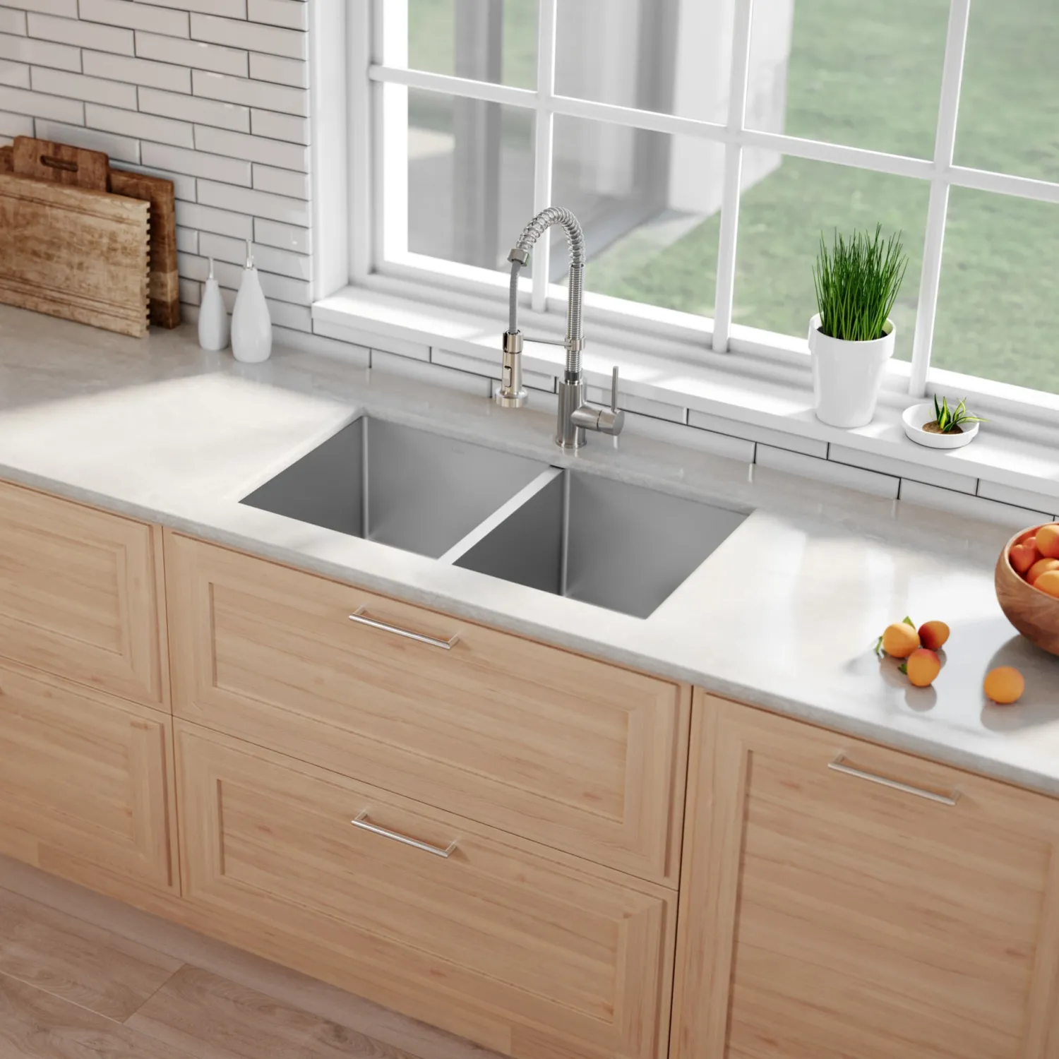 Hot 33" Undermount 50/50 Double Bowl 16 Gauge Stainless Steel Kitchen Sink with NoiseDefend Soundproofing Stainless Steel Sinks|Double Bowl Sinks