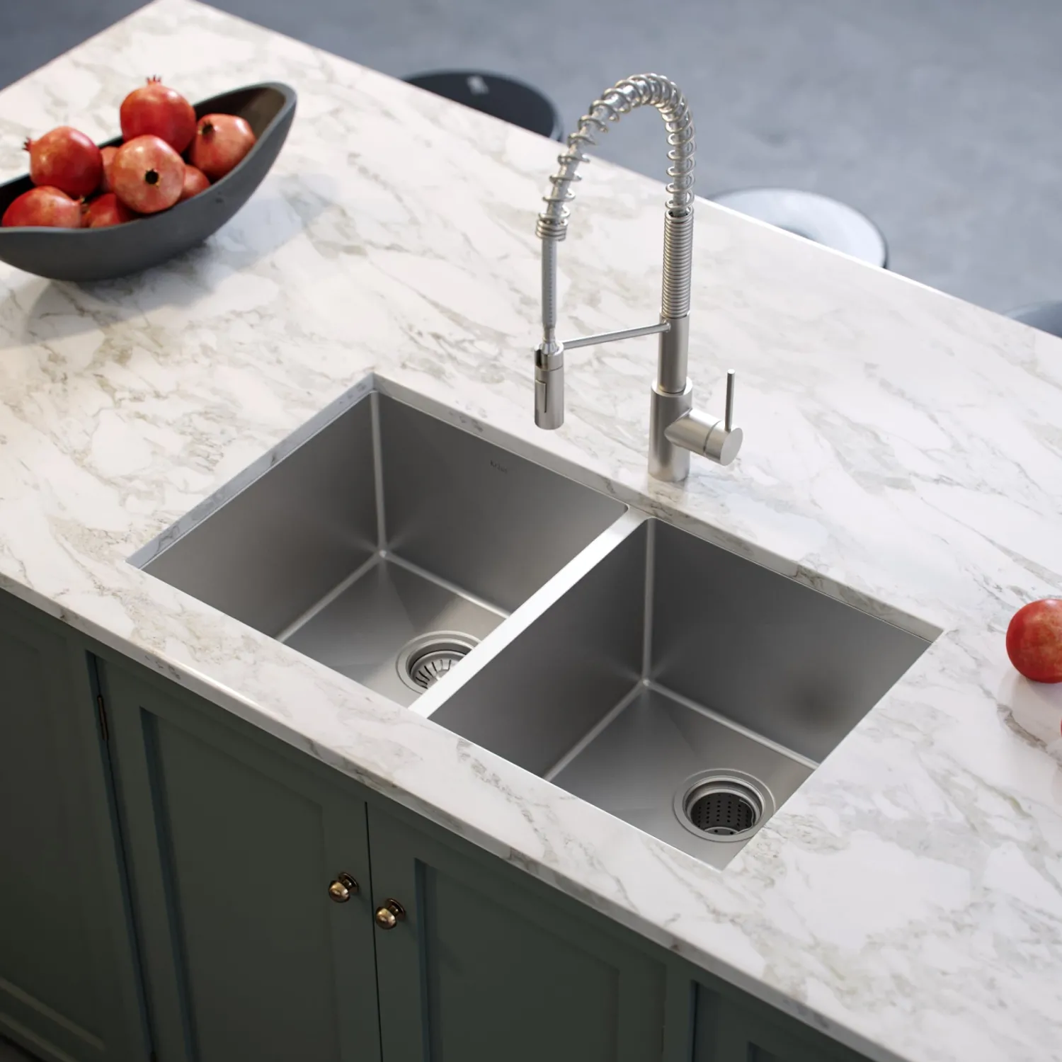 Hot 33" Undermount 50/50 Double Bowl 16 Gauge Stainless Steel Kitchen Sink with NoiseDefend Soundproofing Stainless Steel Sinks|Double Bowl Sinks