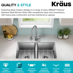 Best 33” Undermount Double Bowl Stainless Steel Kitchen Sink Double Bowl Sinks|Undermount Sinks