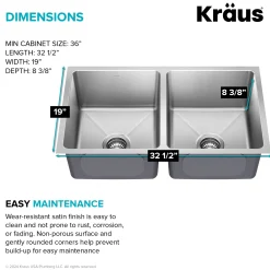 Best 33” Undermount Double Bowl Stainless Steel Kitchen Sink Double Bowl Sinks|Undermount Sinks