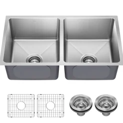 Best 33” Undermount Double Bowl Stainless Steel Kitchen Sink Double Bowl Sinks|Undermount Sinks