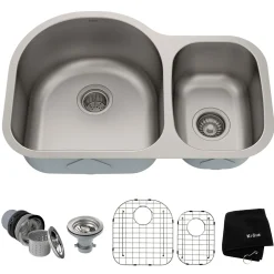 Outlet 30" Undermount 60/40 Double Bowl 16 Gauge Stainless Steel Kitchen Sink KBU21 Stainless Steel Sinks|Double Bowl Sinks