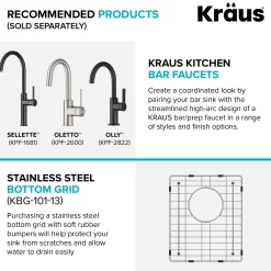Online 13" Undermount 16 Gauge Stainless Steel Bar Prep Sink Bar / Prep Sinks