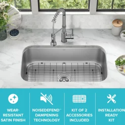 Hot 32” Undermount 18 gauge Stainless Steel Single Bowl Kitchen Sink Stainless Steel Sinks|Undermount Sinks