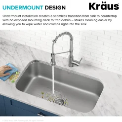 Hot 32” Undermount 18 gauge Stainless Steel Single Bowl Kitchen Sink Stainless Steel Sinks|Undermount Sinks