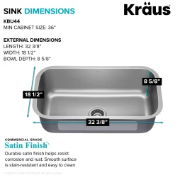 Hot 32” Undermount 18 gauge Stainless Steel Single Bowl Kitchen Sink Stainless Steel Sinks|Undermount Sinks