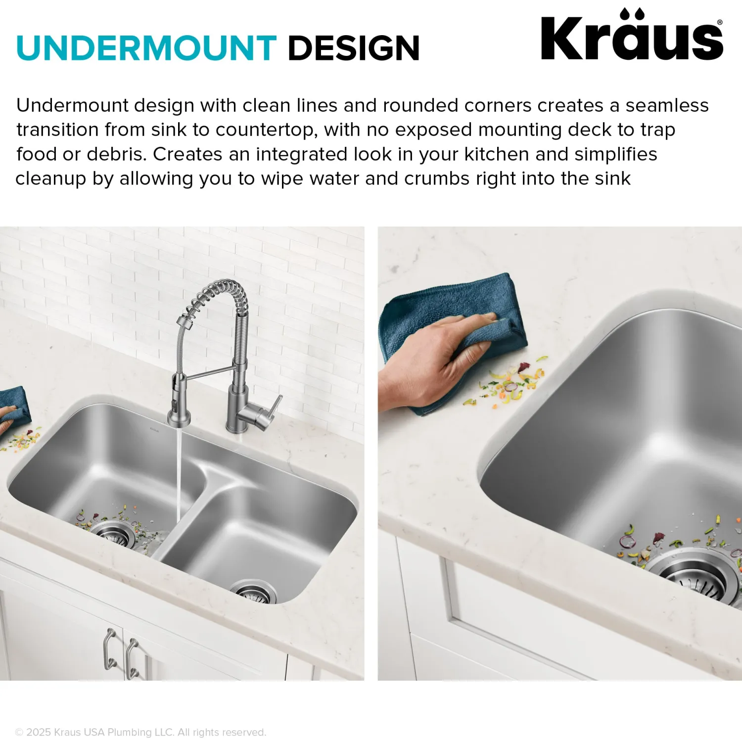 Online 32" Undermount 50/50 Kitchen Sink Stainless Steel Sinks|Double Bowl Sinks