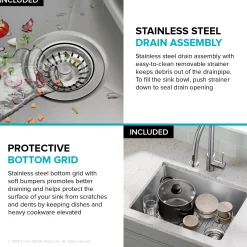 Clearance 25” Undermount Single Bowl Side-Drain Stainless Kitchen Sink Stainless Steel Sinks|Undermount Sinks