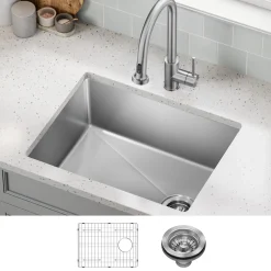 Clearance 25” Undermount Single Bowl Side-Drain Stainless Kitchen Sink Stainless Steel Sinks|Undermount Sinks