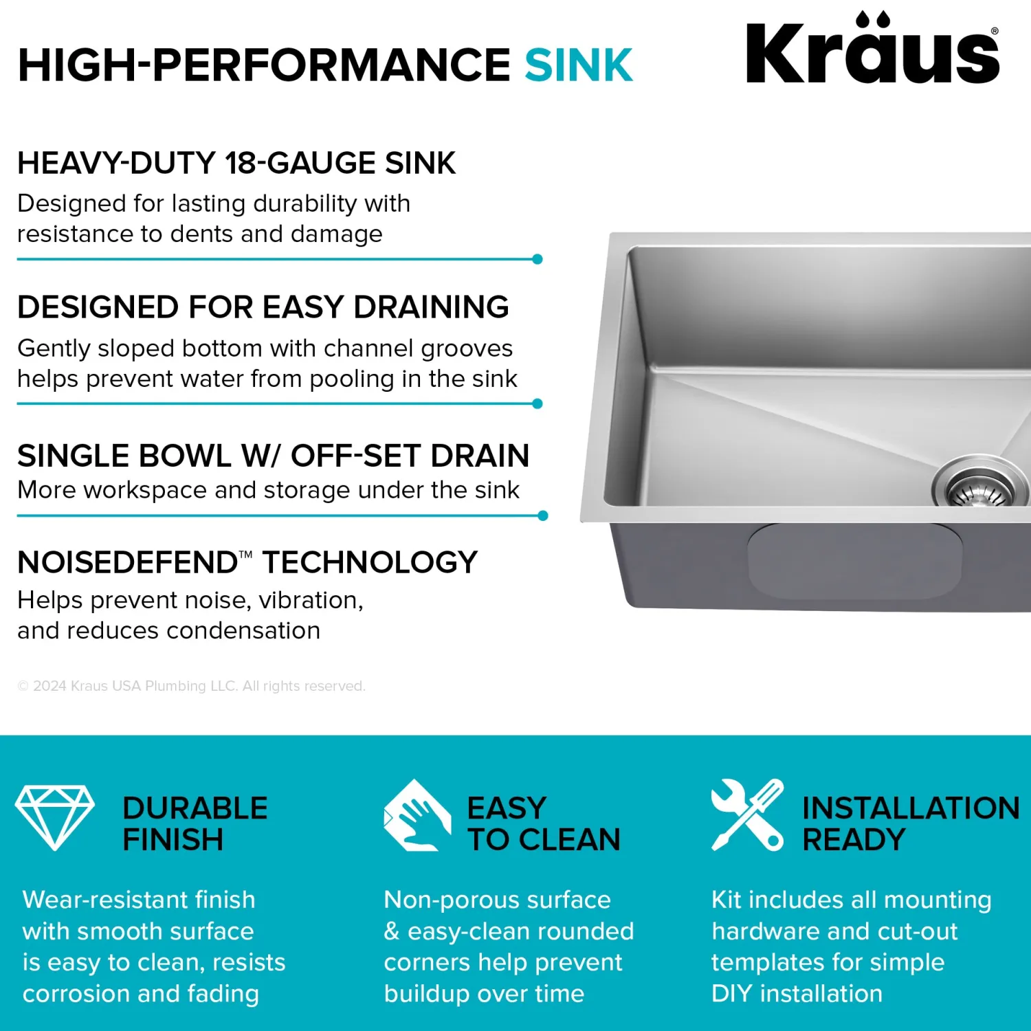 Clearance 25” Undermount Single Bowl Side-Drain Stainless Kitchen Sink Stainless Steel Sinks|Undermount Sinks