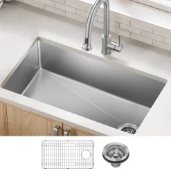 Hot 33” Undermount Single Bowl Stainless Steel Kitchen Sink Undermount Sinks