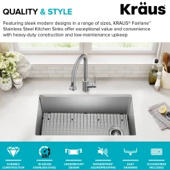 Hot 33” Undermount Single Bowl Stainless Steel Kitchen Sink Undermount Sinks