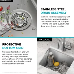 Outlet 15” Undermount Single Bowl Stainless Steel Kitchen Bar Sink Sinks For Tight Spaces|Bar / Prep Sinks
