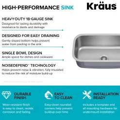 Discount 31" Undermount Single Bowl Stainless Steel Kitchen Sink Stainless Steel Sinks|Undermount Sinks
