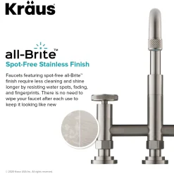 Clearance Urbix Bridge Kitchen Faucet with Side Sprayer in Spot Free Stainless Steel Bridge Faucets