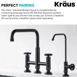 Online Urbix Bridge Kitchen Faucet with Side Sprayer in Matte Black Bridge Faucets