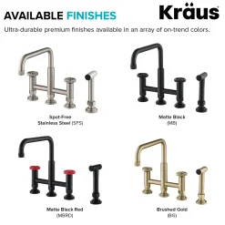 Online Urbix Bridge Kitchen Faucet with Side Sprayer in Matte Black Bridge Faucets