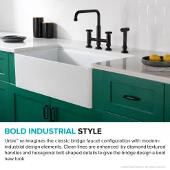 Online Urbix Bridge Kitchen Faucet with Side Sprayer in Matte Black Bridge Faucets