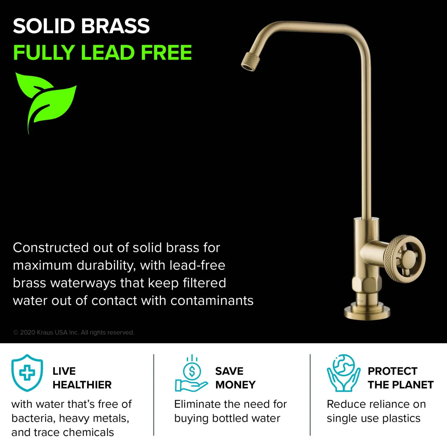 Online Urbix Drinking Water Dispenser Kitchen Faucet in Brushed Gold Single Hole|Water Filter Faucets