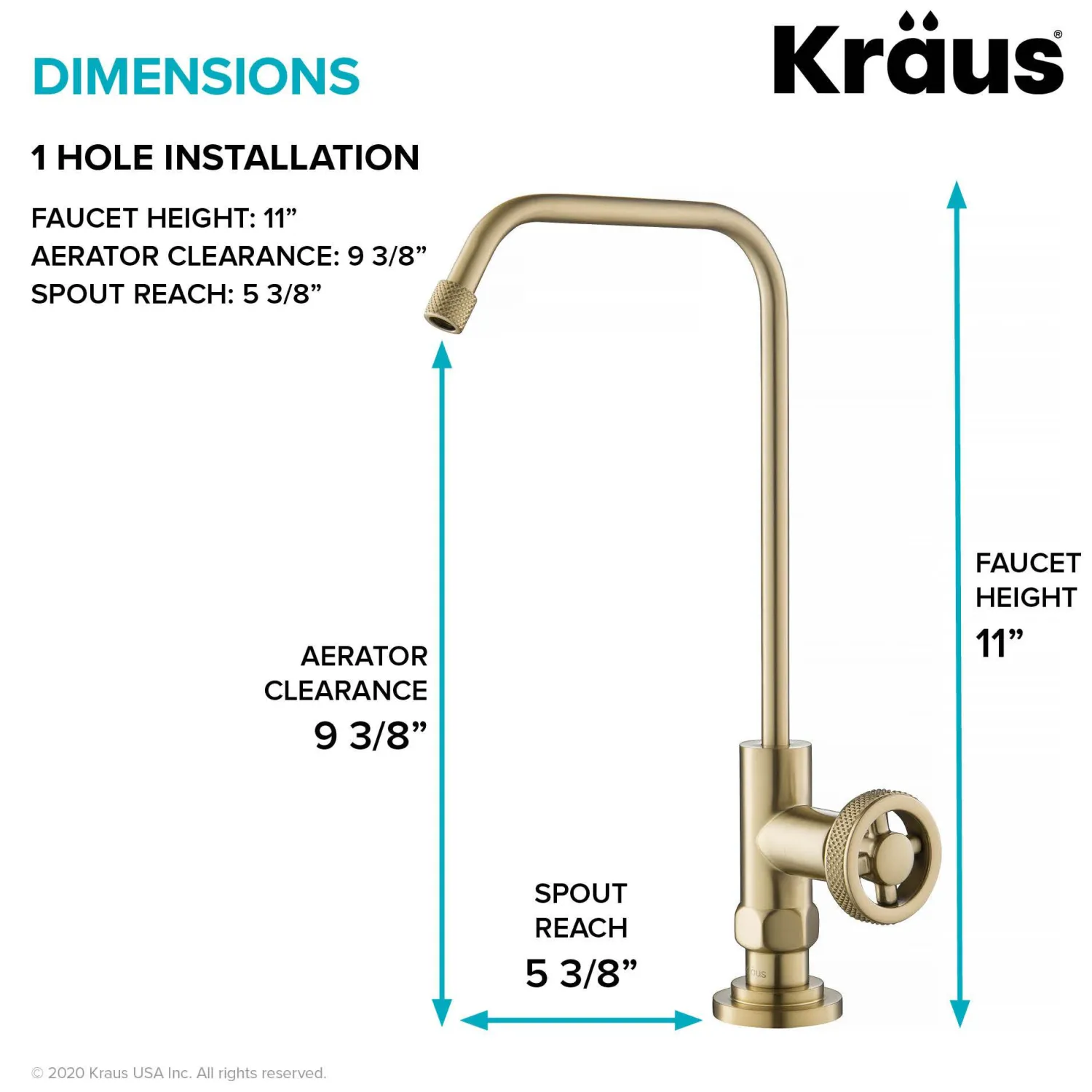 Online Urbix Drinking Water Dispenser Kitchen Faucet in Brushed Gold Single Hole|Water Filter Faucets