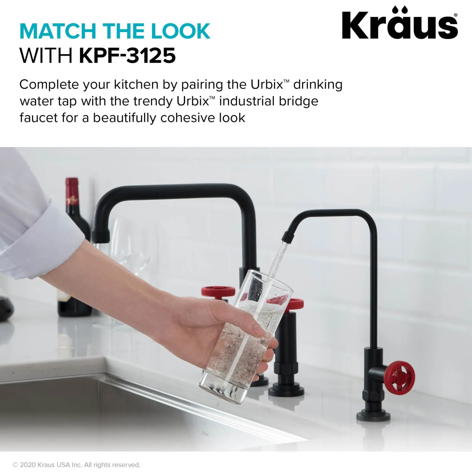 Outlet Urbix Drinking Water Dispenser Kitchen Faucet in Matte Black/Red Single Hole|Water Filter Faucets