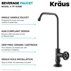 Hot Urbix Drinking Water Dispenser Kitchen Faucet in Matte Black Single Hole|Water Filter Faucets