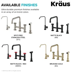 Discount Urbix Industrial Bridge Kitchen Faucet & Water Filter Faucet in Brushed Gold Water Filter Faucets|Bridge Faucets