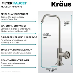 Best Urbix Industrial Bridge Kitchen Faucet & Water Filter Faucet in Spot Free Stainless Steel Water Filter Faucets|Bridge Faucets