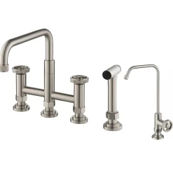Best Urbix Industrial Bridge Kitchen Faucet & Water Filter Faucet in Spot Free Stainless Steel Water Filter Faucets|Bridge Faucets