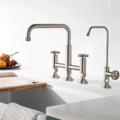 Best Urbix Industrial Bridge Kitchen Faucet & Water Filter Faucet in Spot Free Stainless Steel Water Filter Faucets|Bridge Faucets