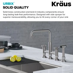 Best Urbix Industrial Bridge Kitchen Faucet & Water Filter Faucet in Spot Free Stainless Steel Water Filter Faucets|Bridge Faucets
