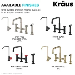 Best Urbix Industrial Bridge Kitchen Faucet & Water Filter Faucet in Matte Black/Red Water Filter Faucets|Bridge Faucets