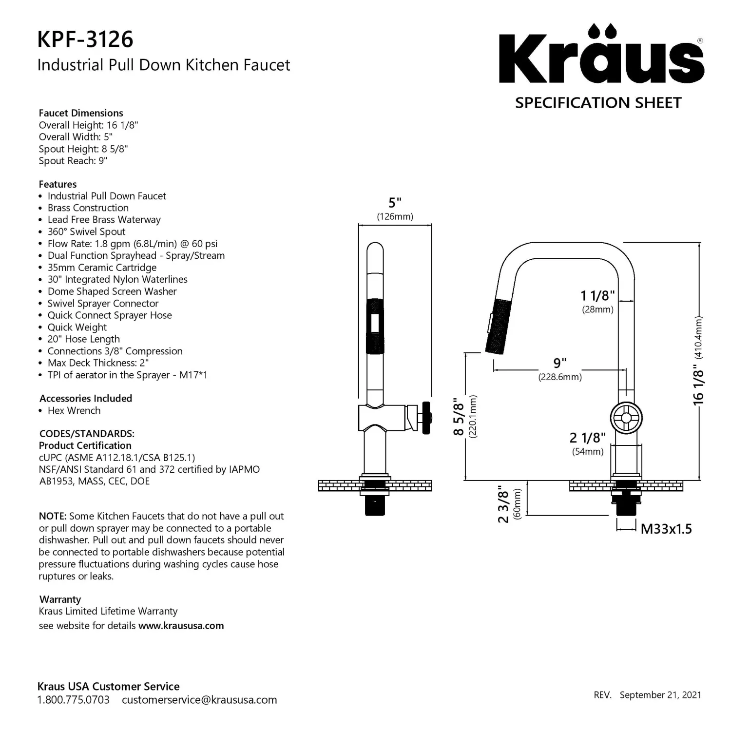 Online Urbix Industrial Pull-Down Single Handle Kitchen Faucet in Brushed Gold Single Hole